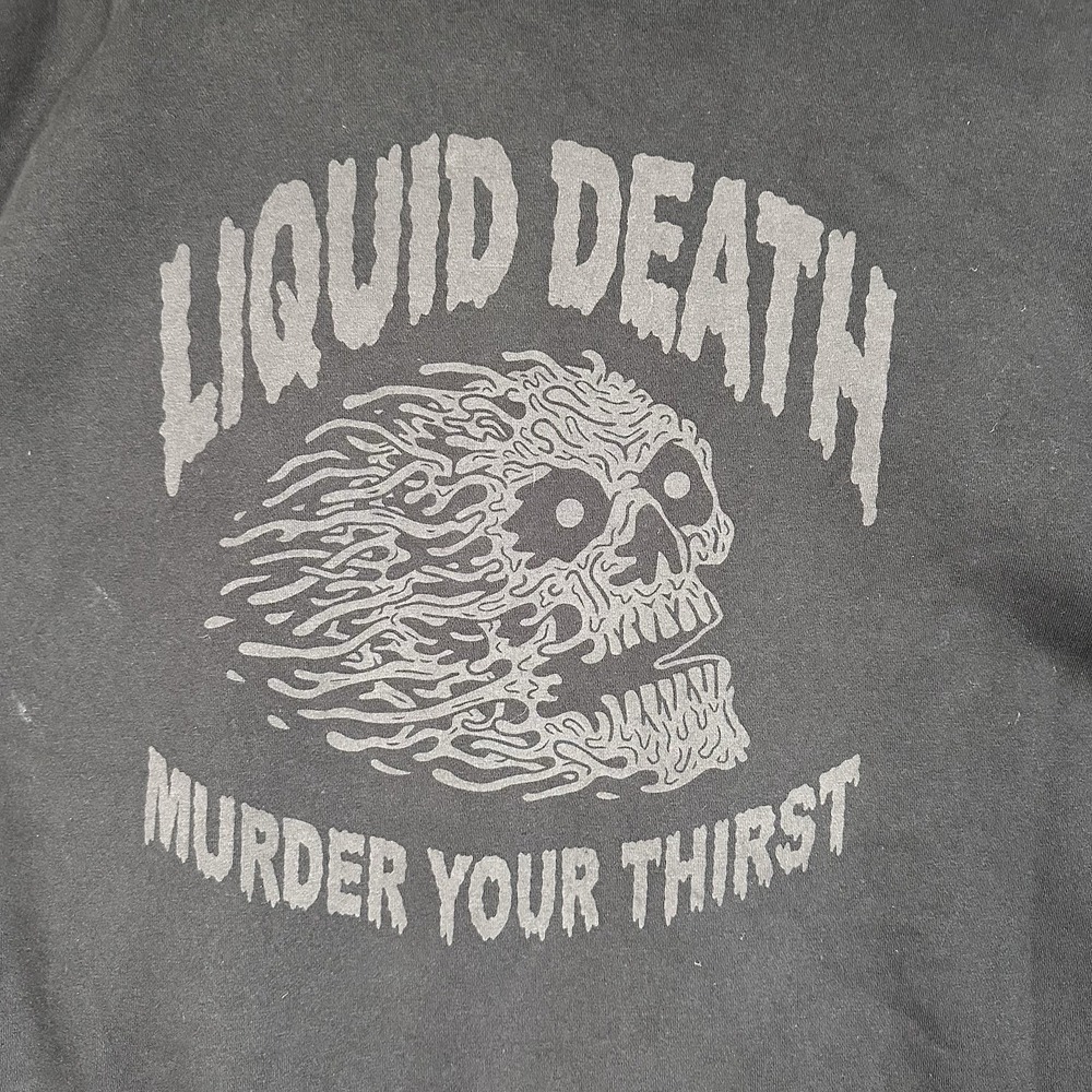 Liquid Death Murder Your Thirst Hoodie Men's XL Black Skull Heavy Cotton Blend - Picture 9 of 13